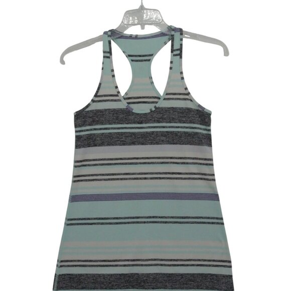 Lululemon Mint & Gray Striped Racerback Tank – Built‑In Shelf Bra (4–6) - Picture 1 of 4